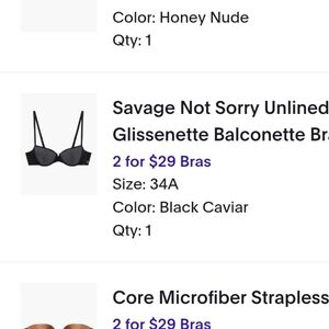NWT Savage Not Sorry Unlined Glissenette Balconette Bra Black Sz 34A